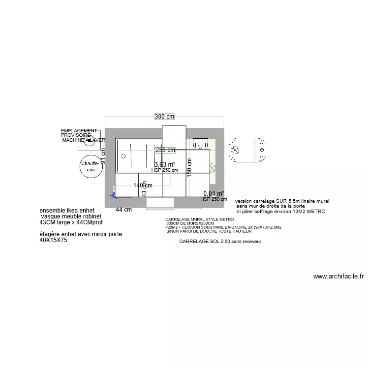 SALLE DE BAIN HANGAR. Plan de SALLE DE BAIN HANGAR. Plan de