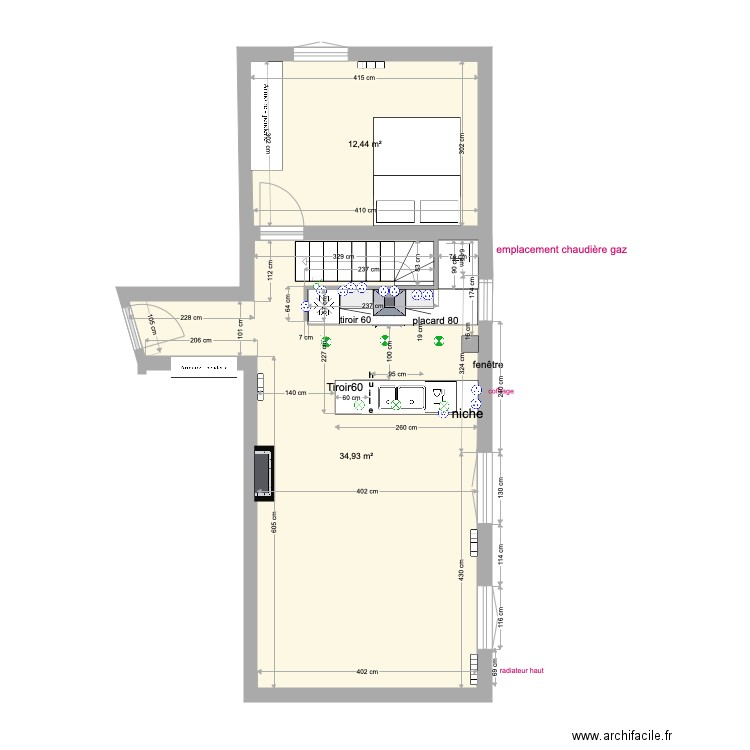 plan 1 3 eme etage cuisine parallel. Plan de 0 pièce et 0 m2