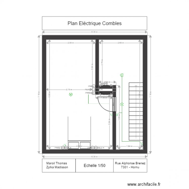 Plan Eléctrique Combles. Plan de 0 pièce et 0 m2