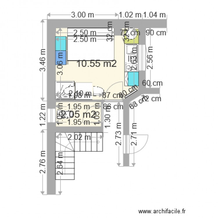 Studio Douche 7. Plan de 0 pièce et 0 m2