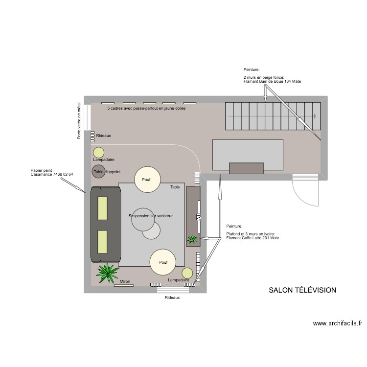 Salon Télévision Détails. Plan de 0 pièce et 0 m2