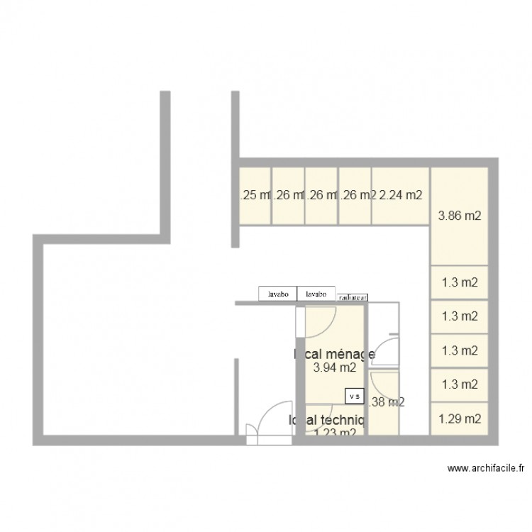 Vestiaire gymnase aménagée. Plan de 0 pièce et 0 m2