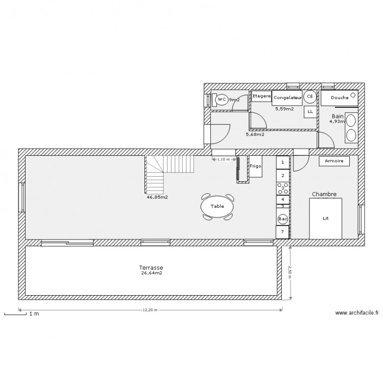 Maison  LAUNAY  RDC amenagement. Plan de 0 pièce et 0 m2