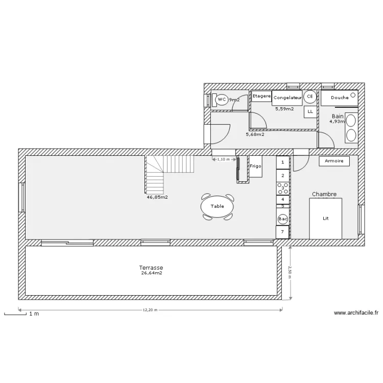 Maison  LAUNAY  RDC amenagement. Plan de 