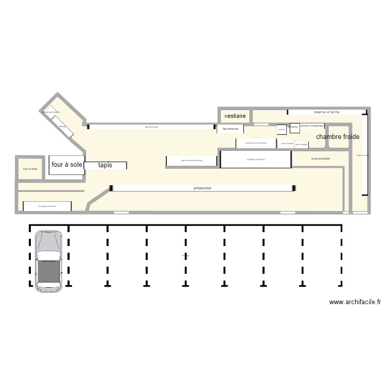 plan boulangerie. Plan de 5 pièces et 101 m2