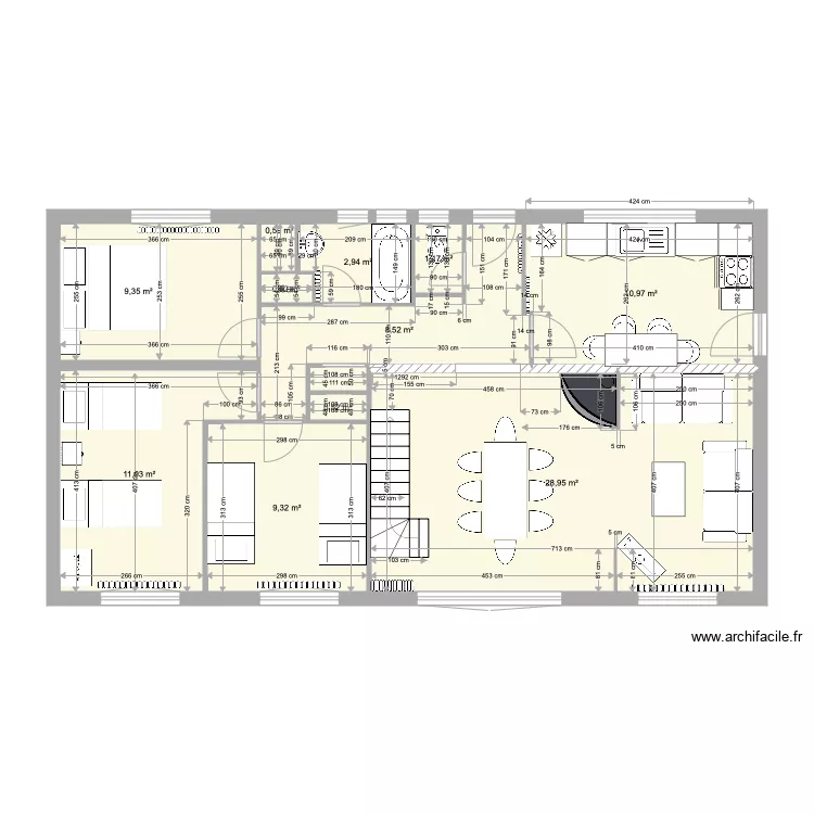 Plan arc en ciel EDL avec meubles. Plan de Plan arc en ciel EDL avec meubles. Plan de