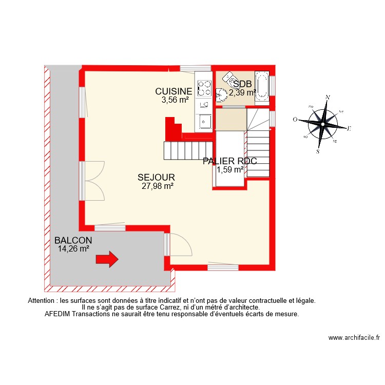 BI 8287 RDC. Plan de 10 pièces et 54 m2