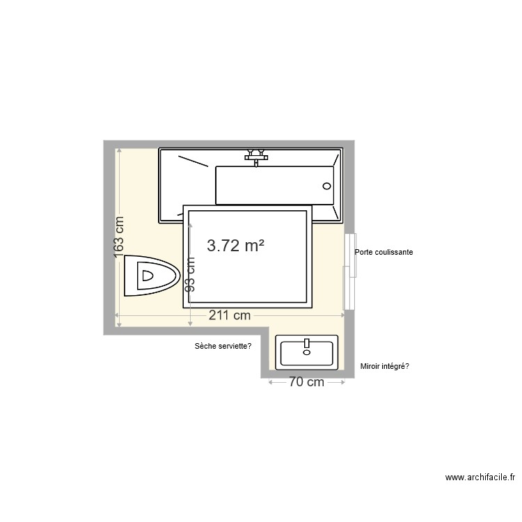 Sdb étage avec Velux 94x118. Plan de 0 pièce et 0 m2