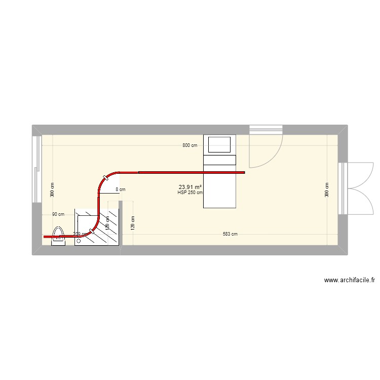 RIMONT. Plan de 1 pièce et 24 m2