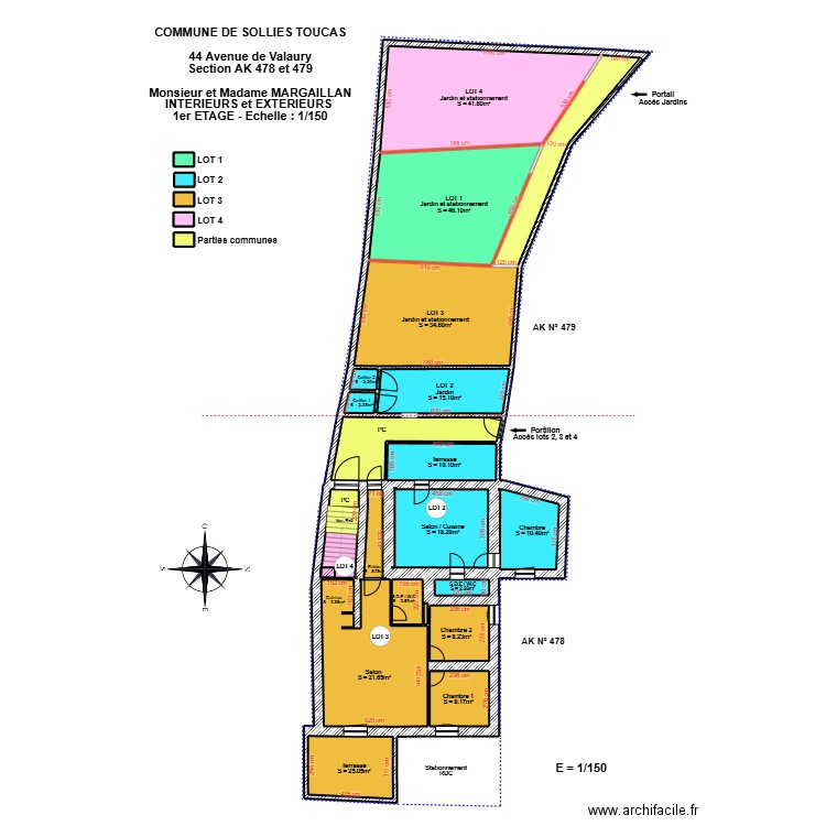 MARGAILLAN TOUCAS R+1. Plan de 25 pièces et 292 m2