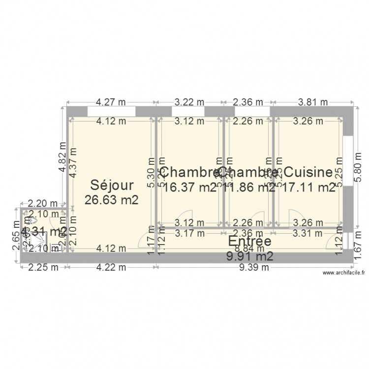 2ème étage arrière avec pièces sauvegarde. Plan de 0 pièce et 0 m2