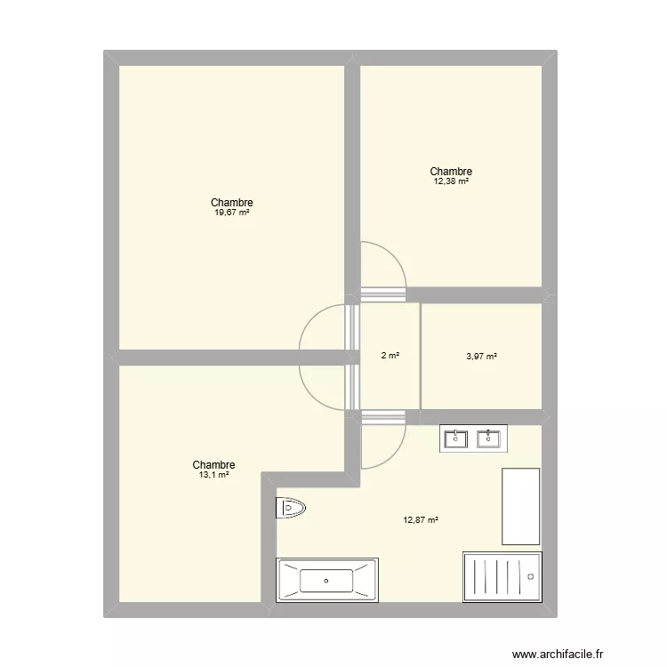 Maison ETAGE. Plan de 6 et 64 m² Maison ETAGE. Plan de 6 et 64 m²