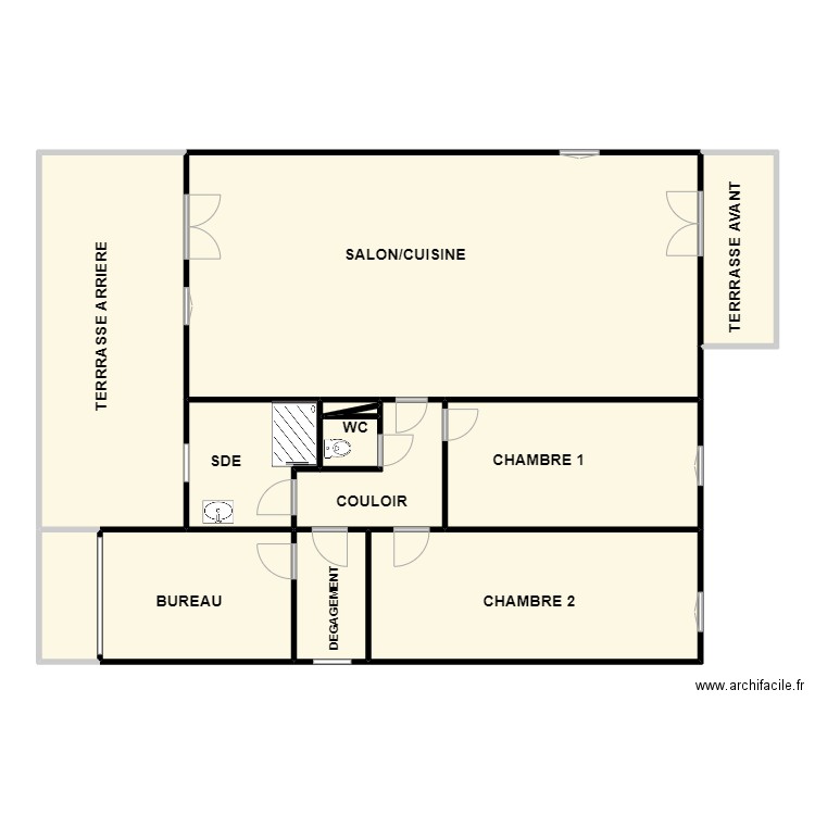 GUESDON rdc. Plan de 13 pièces et 223 m2