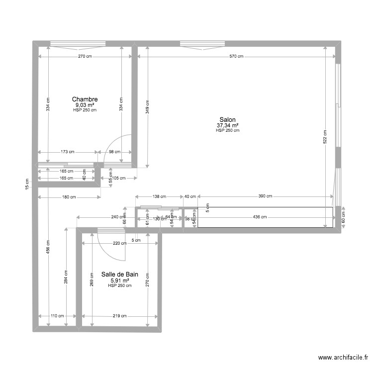 PLAN ARI RCM. Plan de 3 pièces et 52 m2