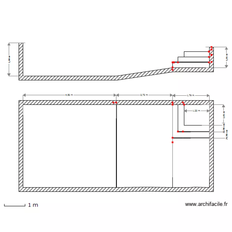 piscine escalier Sud. Plan de piscine escalier Sud. Plan de