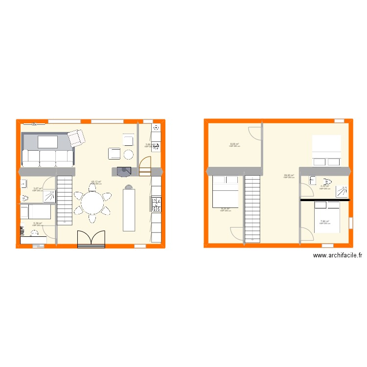 Senc p1. Plan de 9 pièces et 122 m2