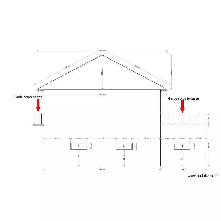 Pouancé - Façade Est - Existant. Plan de Pouancé - Façade Est - Existant. Plan de