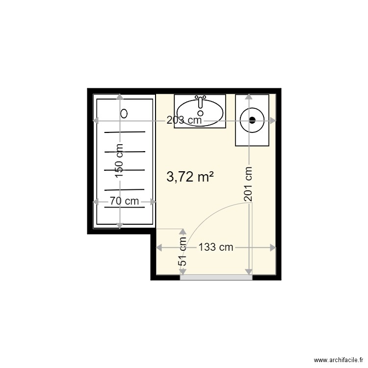 DEBETTE ALAIN . Plan de 1 pièce et 4 m2