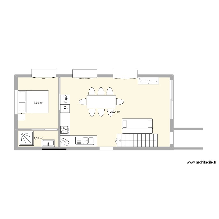 GARAGE. Plan de 3 pièces et 40 m2