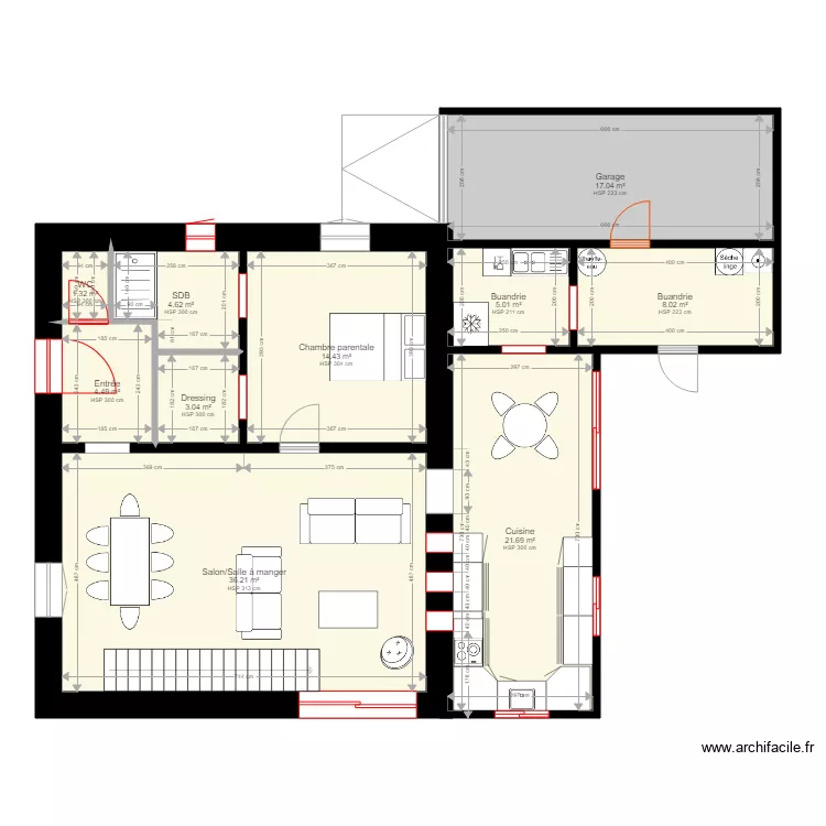 PLAN MAISON RENOVEE ET MEUBLEE REZ DE CHAUSSEE. Plan de 