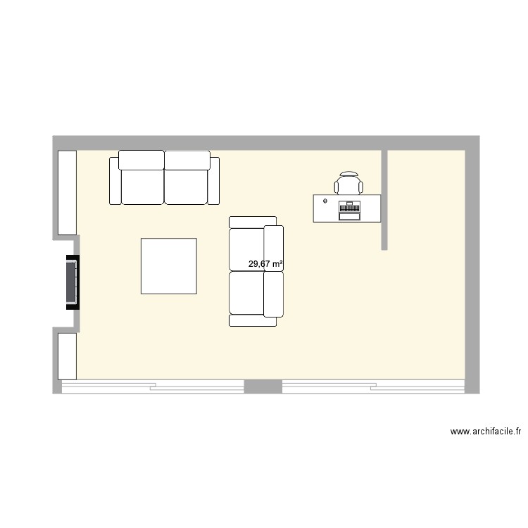 Salon Tamariu. Plan de 1 pièce et 30 m2