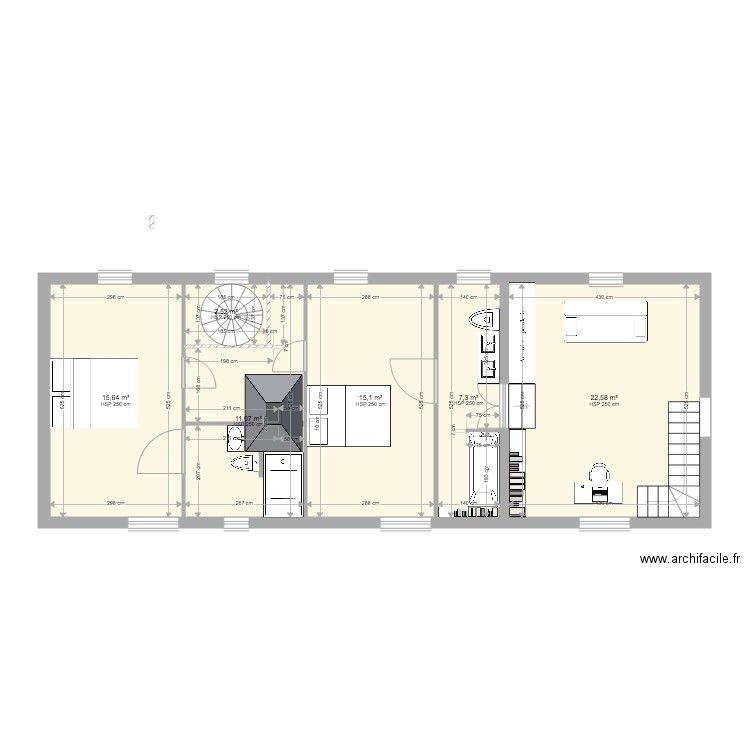 la colombière étage. Plan de 6 pièces et 74 m2