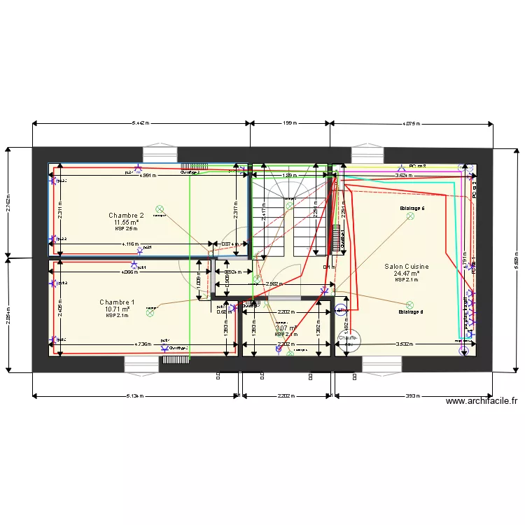 1 er etage plan vide Electricite version 4 (hotte). Plan de 