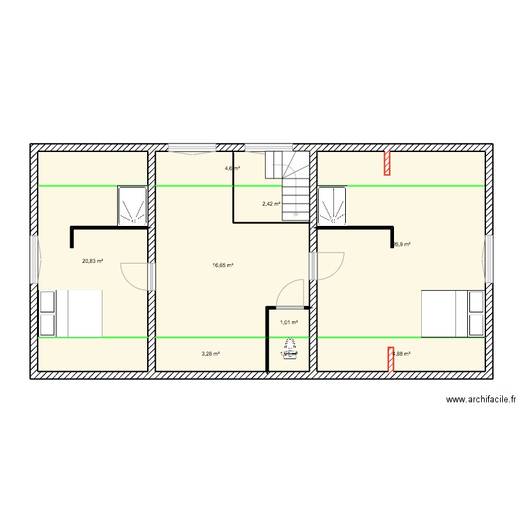 ETAGE CHECY 3. Plan de 9 pièces et 82 m2