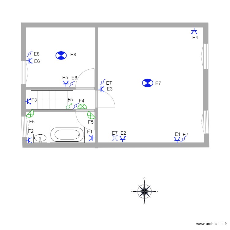 Etage Eclairage 27 juillet . Plan de 0 pièce et 0 m2