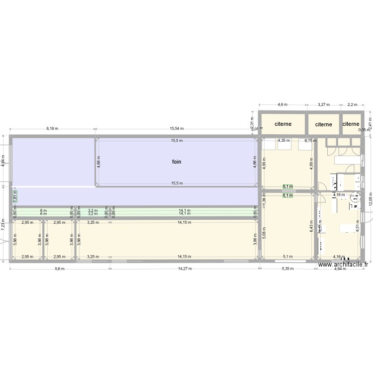 chevrerie N S. Plan de 19 pièces et 386 m2