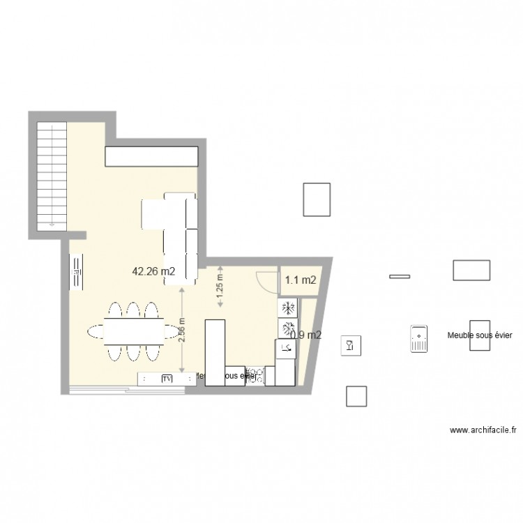 Le Plessis niveau intermédiaire projet changement cuisine. Plan de 0 pièce et 0 m2