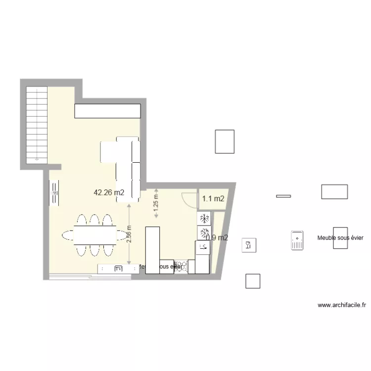 Le Plessis niveau interm&eacute;diaire projet changement cuisine. Plan de 