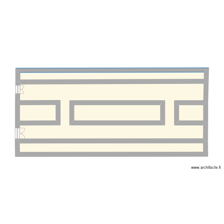 couloir ba. Plan de 6 pièces et 45 m2