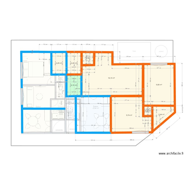 DOUALA CHAMBY7C. Plan de 24 pièces et 125 m2