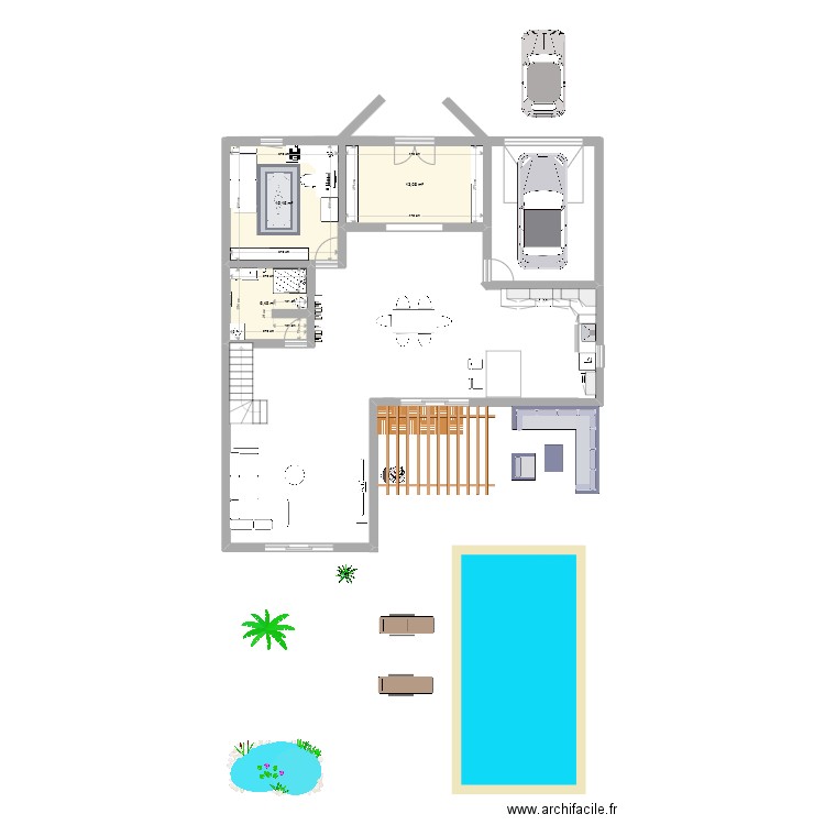 Idée Maison. Plan de 3 pièces et 35 m2