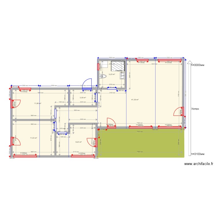 Дмитрий 2. Plan de 7 pièces et 97 m2