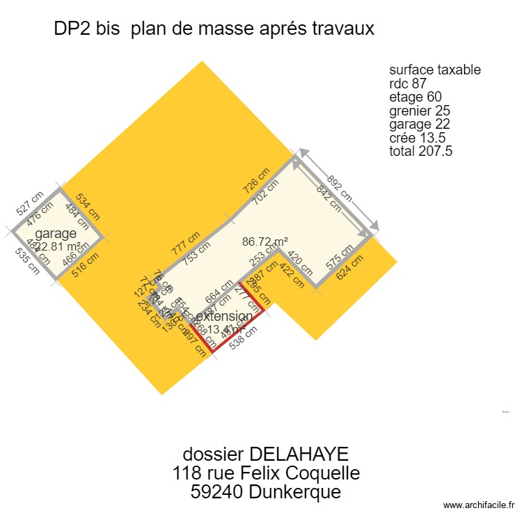 delahaye plan de masse apres travaux . Plan de 0 pièce et 0 m2