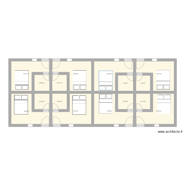 Residence AURILLAC. Plan de 16 pièces et 109 m2