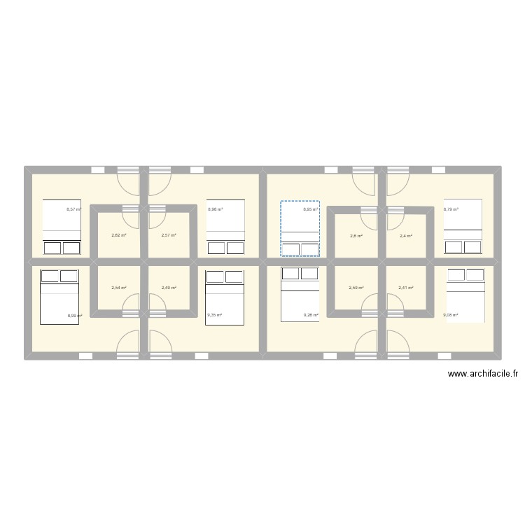 Residence AURILLAC. Plan de 16 pièces et 92 m2