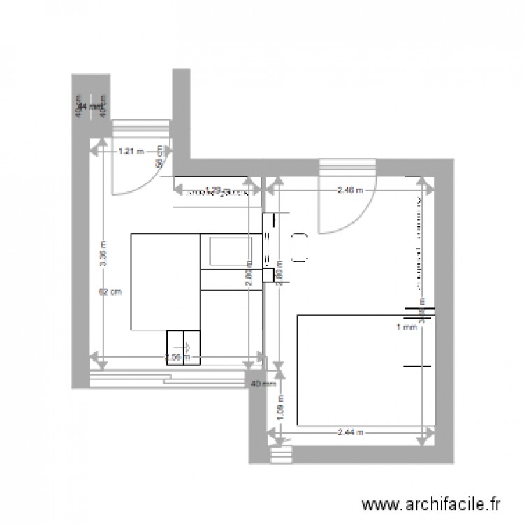 Aménagement de chambre  PARENTALE ACCES SDB . Plan de 0 pièce et 0 m2