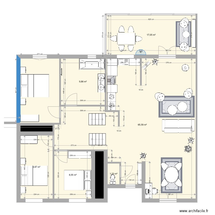 drbavay. Plan de 9 pièces et -57 m2