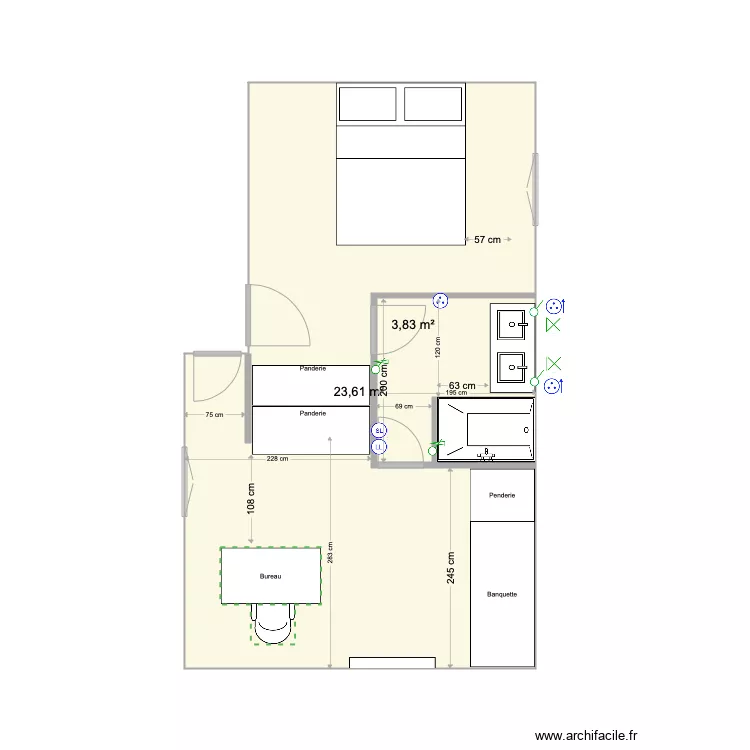 etage le portes. Plan de 