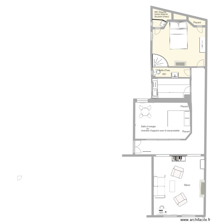 Plan actuel Chomel. Plan de 2 pièces et 66 m2