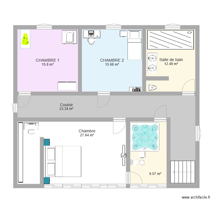 ETAGE 3 CHAMBRES. Plan de 0 pièce et 0 m2