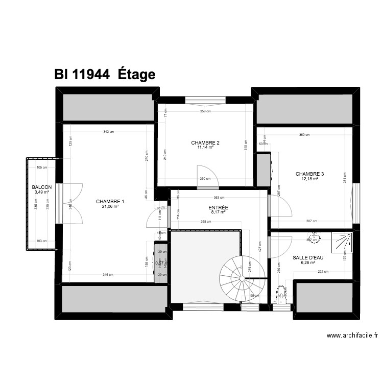 BI 11944.. Plan de 30 pièces et 253 m2