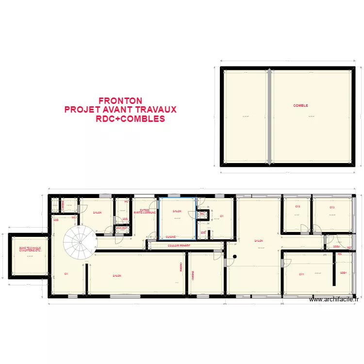 PLAN FRONTON RDC ET COMBLES AVANT TRAVAUX 1. Plan de 