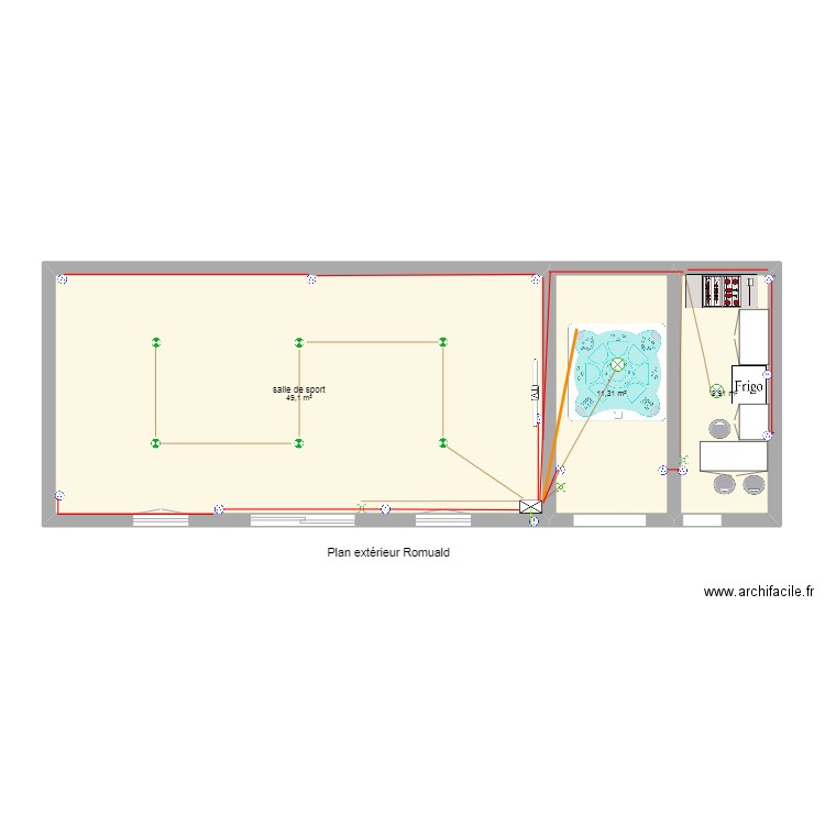 ext romu fitou. Plan de 3 pièces et 69 m2