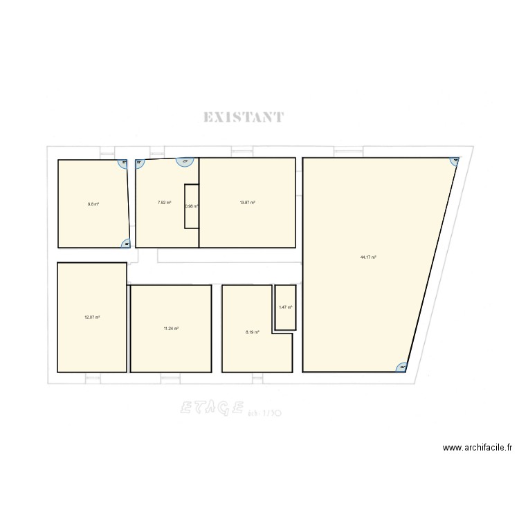 étage existant. Plan de 0 pièce et 0 m2