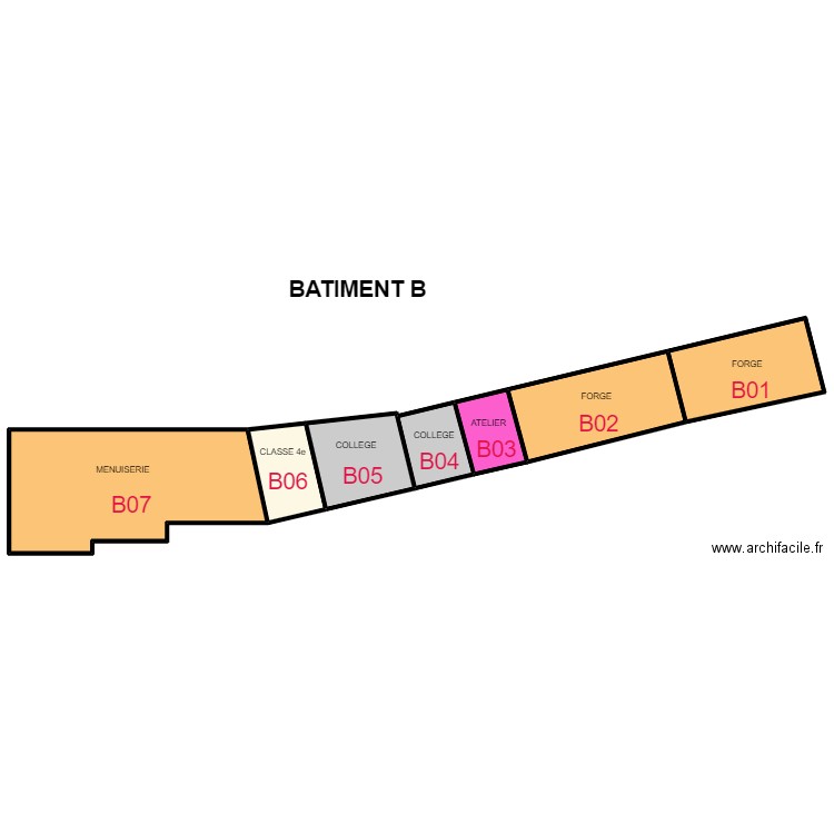 BATIMENT B. Plan de 7 pièces et 768 m2