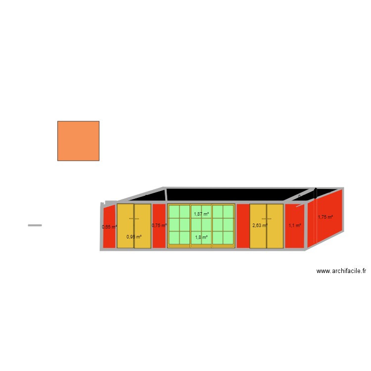 poulailler. Plan de 12 pièces et 14 m2